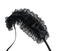 Qcbuegof Ruffled Lace Trim Headbands Cosplay Tulle French Headwear Headwrap Maid Headwear Photography Bows Hair Accessory