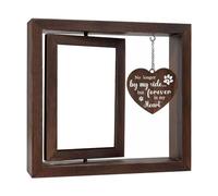 Qcbuegof Sentimental Pet Remembrances Photo Frame Rotatable 4x6'' Photo Holders With Carved Heart Pendants For Dog And Cats Loss Pet Memory Display