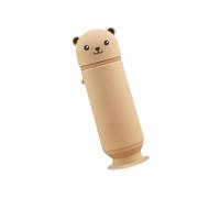 Qcbuegof Silicone Pen Box with Suction Cup Bears Pen Holder Large Capacity for School Office and Household Stability with Suction Cup with Large Capacity, brown