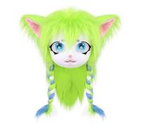 [Qcbuegof] Soft Furry Anime Full Face Cover Halloween Cosplay Accessories Anime Character Role Play Accessories for Gras Party and Role Playing Activities
