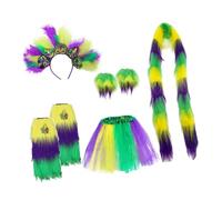 [Qcbuegof] Sparkling Sequin Carnival Costume Set for Party Role Play Comfortable Polyester Fabric Easy to Wear Party Outfits