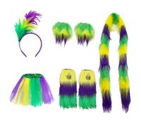 [Qcbuegof] Sparkling Sequin Carnival Costume Set for Party Role Play Comfortable Polyester Fabric Easy to Wear Party Outfits