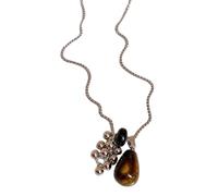 [Qcbuegof] Stainless Steel Sun Pendant Necklace with Natural Stones, Adjustable Clavicle Chain for Women, フリーサイズ, As described, No Gemstone
