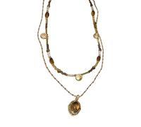 [Qcbuegof] Stainless Steel Sun Pendant Necklace with Natural Stones, Adjustable Clavicle Chain for Women, フリーサイズ, As described, No Gemstone