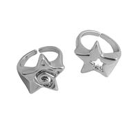 Qcbuegof Stylish Hollowed Star Rings Modern Star Finger Elegant Open Finger for Daily Use Parties Allergy Free, As described