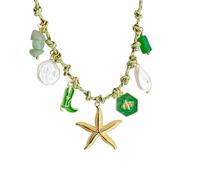 Qcbuegof Stylish Ocean Inspired Sea Starfish Pearl Necklace for Women with Robust Copper Designs and Unique Pendant Styles Sea Starfish Pendant Necklace, one size, As described, As described
