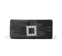 Qcbuegof Stylish Shoulder Bag with Rhinestone Chain Fashion Evening Leg for Wedding Guests and Dinner Women Fashion Clutch Bag, black, Eine Größe