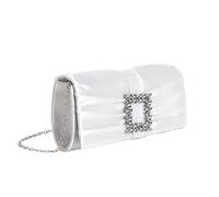 Qcbuegof Stylish Shoulder Bag with Rhinestone Chain Fashion Evening Leg for Wedding Guests and Dinner Women Fashion Clutch Bag, White, Eine Größe
