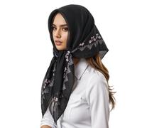 Qcbuegof Thin Breathable Turkish Scarf Flower Print Head Scarf for Casual Wear and Social Event Hijab Headwrap Malay Headwear Headwear, a, One Size