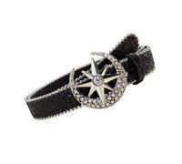 Qcbuegof Thin Sequin Belt for Women Men with Pearl Headed Glitter Crystal Buckle Belt for Jeans Trousers Fashion Waistband Fashion Belt, black, One Size