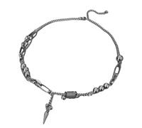 Qcbuegof Titanium Steel Rivets Necklace for Men Punk Hip Hop Styles Layer Chain Jewellery Accessories Daily Casual Wear Gothic Styles Necklace