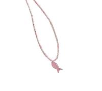 Qcbuegof Vintage Blue Pearls Vintage Fish Pendant Necklace For Women Elegant Adjustable Length Colarmbone Chain Gift For Your Light Pearl Necklace, one size, As described, As described