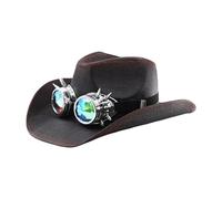 Qcbuegof Vintage Glasses Hat for Women Men Desperate Panama Roll Brims Cosplay Costume for Adults Themed Party Dress Up Party Headpiece