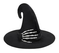 Qcbuegof Witch Hat for Halloween Party Skull Hand Wizard Cosplay Costume Accessory Headwear Masquerade Party Supply Catch Witch