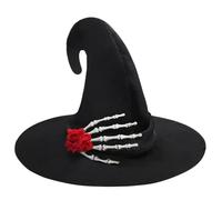 Qcbuegof Witch Hat for Halloween Party Skull Hand Wizard Cosplay Costume Accessory Headwear Masquerade Party Supply Catch Witch