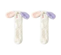 Qcbuegof Women's Cartoon Dog Ears Fuzzy Plush Socks Winter Warm Thick Soft Fleece Sleeping Socks Heat Floor Slipper Socks Gift Warm Winter Socks, Two-tone ears, One Size