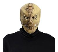 QCCX Halloween Scarecrow Masks, Creepy Full Head Mask Halloween Scary Latex Helmet for Cosplay Costume Party