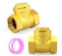 QCDENG 2PCS DN25 1" Female Thread Horizontal Swing Check Valve, Brass One Way Check Valves Prevent the Medium Backflow for Water Gas Air