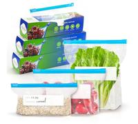 Qcdou 60 Pcs Zip Lock Food Storage Bags, Ziplock Freezer Bags 3 Sizes, Reusable Food Pouches, Salad & Sandwich Bag, Small Food Bag Zip Seal for Meat, Fruits, Vegetables, Grains, Sandwich, Snacks, Nuts