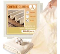 Qcdou Cheese Cloths, 2 PCS Cheese Cloths for Straining 50x50cm, Large Muslin Cloths, Reusable Muslin Squares, Cotton Cheesecloth for Cooking Cheese, Butter, Nut Milk