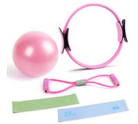 Qcdou Pilates Ring Equipment Set, Including Pilates Ring & Ball Exercise Bands Resistance Bands, Home Gym Fitness Equipment for Yoga, for Strength, Body Toning, Full Body Workout Kit Women and Men