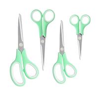 Qcdou Scissors, 4 Pack Heavy Duty Stainless Steel Scissors, Sharp Thick Blades, Comfort Grip Handles, Ambidextrous, Home Essentials, for Home, School, Offices(Green-B)