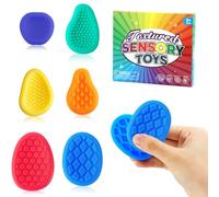 Qcdou Sensory Stone, 6 Pack Fidget Toys for Kids Adults, Textured Soft Worry Stone for Autism Kids, Students Anxiety Relief/Social Emotional Feelings/Stress Calming Toys