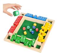 Qcdou Shut the Box 2-4 Classic Wooden Board Game, Wooden Board Game with 8 Dice, 8 Colorful Dice for Adults Children, Travel/Family Games and Traditional Pubs/Math Logic(B)