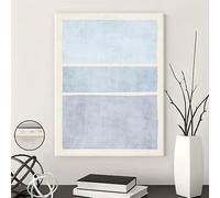 Qcdxfgdfh Soft Washed Light Blue Three Block Abstract Wall Art, Linen Muted Pastel Minimal Canvas Print(70x100cm/Inner frame)