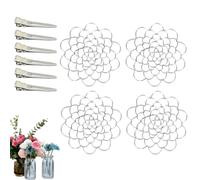 QCDZSW Auxiliaryn Stainless Steel Floral Grid Organizer, Flower Arrangement Holder Plant Flowers Stem Grids Holder Insert for Vase Stems Bouquets(4 inches 4 silver)
