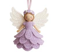 QCDZSW DIY Angel Ornament Crochet Kit, Christmas Tree Hang Decorations, Crochet Craft Kit with Yarn for Beginners, Gift for Christmas Home Holiday Decor(Purple)