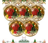 QCDZSW Holiday Sewing Snow Globe Ornament, Personalized Quilter Christmas Keepsake, for Quilter, Seamstress Acrylic Ornaments Xmas Tree Decor Sewing Glass Christmas Tree Keepsakes(Red,5 PCS)