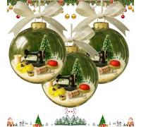 QCDZSW Holiday Sewing Snow Globe Ornament, Personalized Quilter Christmas Keepsake, for Quilter, Seamstress Acrylic Ornaments Xmas Tree Decor Sewing Glass Christmas Tree Keepsakes(Green,3 PCS)