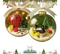 QCDZSW Holiday Sewing Snow Globe Ornament, Personalized Quilter Christmas Keepsake, for Quilter, Seamstress Acrylic Ornaments Xmas Tree Decor Sewing Glass Christmas Tree Keepsakes(Green+Red,1 PCS)
