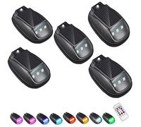 QCDZSW Solar Powered Cab Lights, Solar Car Roof RGB Strobe Light with Remote Control, Detachable Base for Easy Charging, for Motorcycle, Vehicle, Truck Use(5PCS)