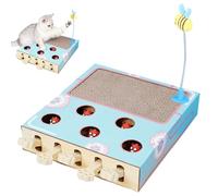 QCDZSW Whack Attack Cat Toy, Wooden Whack A Mole Cat Toy, Funny Cat Scratching Board Corrugated Cardboard Toy for All Ages Exercise Puzzle Relieve(1Pcs)