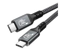 QCEs Short USB4 Cable 1ft 80Gbps 240W for Thunderbolt 5 4, Braided Short USB C to USB C Cable 8K 120Hz Video Cord for External SSD Enclosure, Portable Monitor, Power Bank, iPhone 17, MacBook