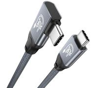 QCEs USB C 3.2 Gen 2x2 Cable Right Angle 3.3FT, 20Gbps Data Transfer, USB C Monitor Cable 8K30Hz 4K60Hz Video Output, 90 Degree 240W PD Charging Cord for iPhone 16 Carplay, MacBook, Portable Monitor