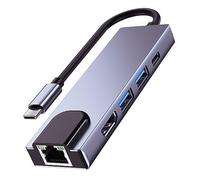 QCEs USB C Hub Multiport Adapter, 5-in-1 USB C to Ethernet HDMI Hub with HDMI Ethernet Port, USB3.0/2.0 Port, PD Charging Compatible with MacBook Pro/Air, iPad Pro, iPhone 16/15, iMac, XPS