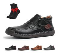 QCHAOLI The First Young Orthopedic Slip-On Leather Boots Men - Non-Slip,Breathable Classic Business,for Travel & Outdoor(Black,5.5 UK)