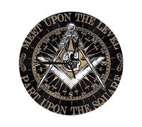 QCHAOR Masonic Faith Hope Charity Freemason 10in Battery Operated Round Wall Clock Non-Ticking Silent Clock -Rune Witch Style Decorative for Living Room, Kitchen, Home, Bedroom, Laundry Room