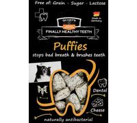 QCHEFS Puffies | Dogs Dental Care Snack | Chews against Bad Breath & Gingivitis | Scaler | Dogs treat | Cheese - naturally antibacterial