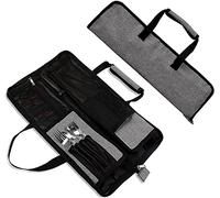 Qchengsan Chef’s Knife Roll Bag, Heavy Duty Oxford Chef Knife Bag, Portable 13 Slots Chef Knife Case, Multi-Function Cutlery Knives Pouch Holder Knife Wrap Wallet Tool Roll (Grey)