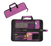 Qchengsan Chef’s Knife Roll Bag, Heavy Duty Oxford Chef Knife Bag, Portable 13 Slots Chef Knife Case, Multi-Function Cutlery Knives Pouch Holder Knife Wrap Wallet Tool Roll (Rose Red)