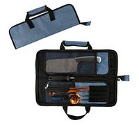 Qchengsan Chef’s Knife Roll Bag, Heavy Duty Oxford Chef Knife Bag, Portable 13 Slots Chef Knife Case, Multi-Function Cutlery Knives Pouch Holder Knife Wrap Wallet Tool Roll (Blue)
