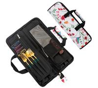 Qchengsan Chef's Knife Roll - The Pioneer Woman Kitchen Accessories Bag, 13 Slots Floral Pattern Case, Multi-function Cutlery Pouch Holder, Wrap Wallet Tool Roll