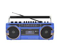 QCHIAN Portable Bluetooth Boombox, Retro Built-In Stereo Speaker with Cassette Player USB TF Card Play Tape Music Player Recorder 5.0 Bluetooth Speakers Radio Classic 80s Style (Color : Blue)