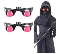 Qchomee 2Pcs Halloween Glow Glasses Light Up LED Glasses Red Eyewear Devil Death Cosplay Halloween Costume Accessories Party Scary Glowing Eyeglasses Goggles Cool Props