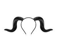QCHOMEE Adult Sheep Goat Horn Headband Halloween Black Horn for Women Men Headwear Devil Demon Witch Cosplay Hairband Headdress Hair Accessorie