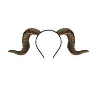 QCHOMEE Adult Sheep Goat Horn Headband Halloween Black Horn for Women Men Headwear Devil Demon Witch Cosplay Hairband Headdress Hair Accessorie (Copper)